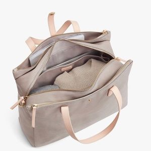 Cuyana Triple Zipper Overnight Bag in Soft Grey/Natural Canvas